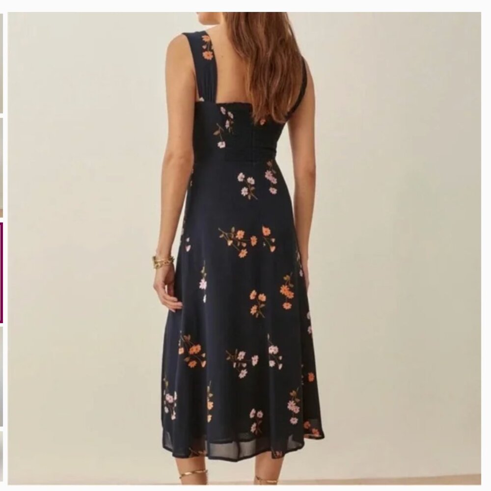 Reformation Fulton Dress Princess Margaret Floral Midi 2 - Picture 2 of 10